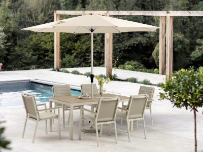 X25ZRM07 Zurich 164 x 95cm Rectangle Tree-Free Table with 6 Chairs, Parasol & Base - Mocha X25ZRM07 Zurich 164 x 95cm Rectangle Tree-Free Table with 6 Chairs, Parasol & Base - Mocha