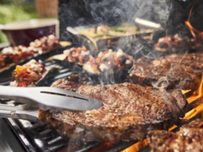 Meat cooking on a bbq