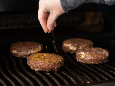 Burgers on a BBQ grill