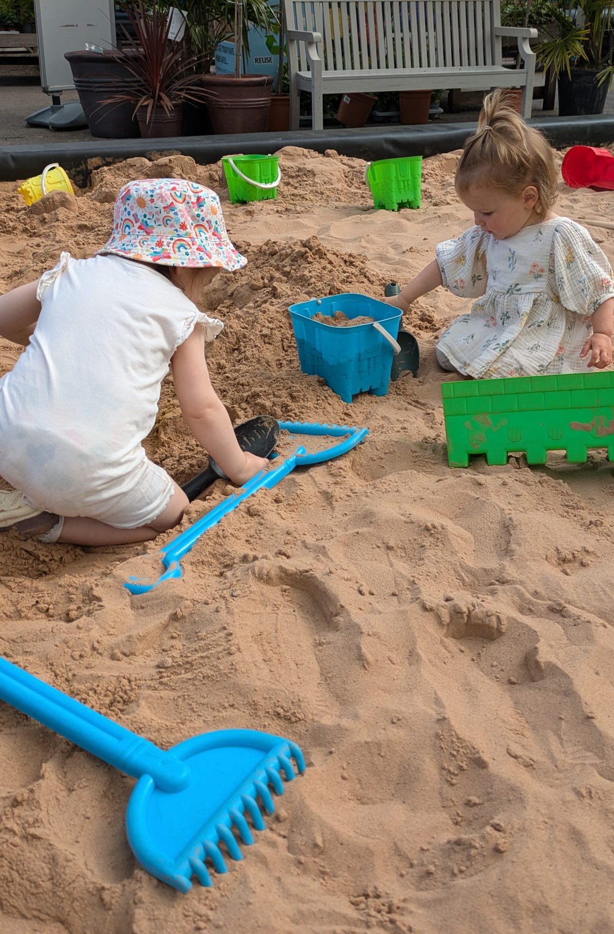 Children playing in the Golden Sands sandpit at Gordale Garden Centre